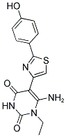 6-AMINO-1-ETHYL-5-[2-(4-HYDROXYPHENYL)-1,3-THIAZOL-4-YL]PYRIMIDINE-2,4(1H,3H)-DIONE Struktur