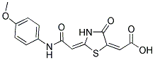 (2E)-((2E)-2-{2-[(4-METHOXYPHENYL)AMINO]-2-OXOETHYLIDENE}-4-OXO-1,3-THIAZOLIDIN-5-YLIDENE)ACETIC ACID Struktur