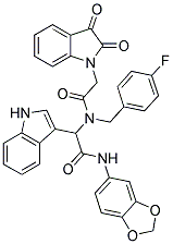 N-(BENZO[D][1,3]DIOXOL-5-YL)-2-(2-(2,3-DIOXOINDOLIN-1-YL)-N-(4-FLUOROBENZYL)ACETAMIDO)-2-(1H-INDOL-3-YL)ACETAMIDE Struktur