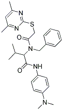 2-(N-BENZYL-2-(4,6-DIMETHYLPYRIMIDIN-2-YLTHIO)ACETAMIDO)-N-(4-(DIMETHYLAMINO)PHENYL)-3-METHYLBUTANAMIDE Struktur