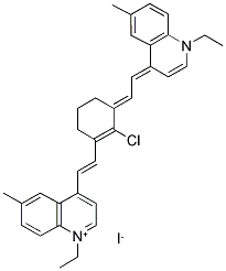 4-[(E)-2-(2-CHLORO-3-((E)-2-[1-ETHYL-6-METHYL-4(1H)-QUINOLINYLIDENE]ETHYLIDENE)-1-CYCLOHEXEN-1-YL)ETHENYL]-1-ETHYL-6-METHYLQUINOLINIUM IODIDE Struktur