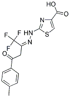 2-{(2Z)-2-[3-(4-METHYLPHENYL)-3-OXO-1-(TRIFLUOROMETHYL)PROPYLIDENE]HYDRAZINO}-1,3-THIAZOLE-4-CARBOXYLIC ACID Struktur