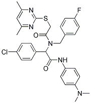 2-(4-CHLOROPHENYL)-N-(4-(DIMETHYLAMINO)PHENYL)-2-(2-(4,6-DIMETHYLPYRIMIDIN-2-YLTHIO)-N-(4-FLUOROBENZYL)ACETAMIDO)ACETAMIDE Struktur