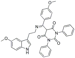 (E)-5-((2-(5-METHOXY-1H-INDOL-3-YL)ETHYLIMINO)(4-METHOXYPHENYL)METHYL)-1,3-DIPHENYLPYRIMIDINE-2,4,6(1H,3H,5H)-TRIONE Struktur