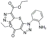 ETHYL 5-{[1-(2-AMINOPHENYL)-4-(ETHOXYCARBONYL)-1H-1,2,3-TRIAZOL-5-YL]THIO}-1,2,3-THIADIAZOLE-4-CARBOXYLATE Struktur