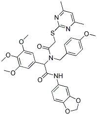 N-(BENZO[D][1,3]DIOXOL-5-YL)-2-(2-(4,6-DIMETHYLPYRIMIDIN-2-YLTHIO)-N-(4-METHOXYBENZYL)ACETAMIDO)-2-(3,4,5-TRIMETHOXYPHENYL)ACETAMIDE Struktur