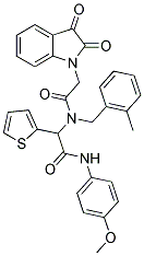 2-(2,3-DIOXOINDOLIN-1-YL)-N-(2-(4-METHOXYPHENYLAMINO)-2-OXO-1-(THIOPHEN-2-YL)ETHYL)-N-(2-METHYLBENZYL)ACETAMIDE Struktur