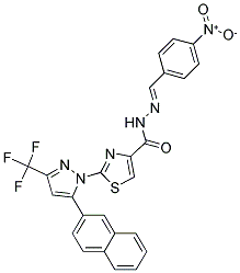 (E)-2-(5-(NAPHTHALEN-2-YL)-3-(TRIFLUOROMETHYL)-1H-PYRAZOL-1-YL)-N'-(4-NITROBENZYLIDENE)THIAZOLE-4-CARBOHYDRAZIDE Struktur