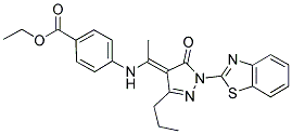 (E)-ETHYL 4-(1-(1-(BENZO[D]THIAZOL-2-YL)-5-OXO-3-PROPYL-1H-PYRAZOL-4(5H)-YLIDENE)ETHYLAMINO)BENZOATE Struktur