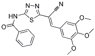 N-{5-[(E)-1-CYANO-2-(3,4,5-TRIMETHOXYPHENYL)VINYL]-1,3,4-THIADIAZOL-2-YL}BENZAMIDE Struktur