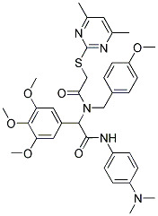 N-(4-(DIMETHYLAMINO)PHENYL)-2-(2-(4,6-DIMETHYLPYRIMIDIN-2-YLTHIO)-N-(4-METHOXYBENZYL)ACETAMIDO)-2-(3,4,5-TRIMETHOXYPHENYL)ACETAMIDE Struktur