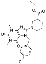 ETHYL 1-(7-(4-CHLOROBENZYL)-1,3-DIMETHYL-2,6-DIOXO-2,3,6,7-TETRAHYDRO-1H-PURIN-8-YL)PIPERIDINE-3-CARBOXYLATE Struktur