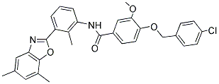 4-(4-CHLOROBENZYLOXY)-N-(3-(5,7-DIMETHYLBENZO[D]OXAZOL-2-YL)-2-METHYLPHENYL)-3-METHOXYBENZAMIDE Struktur