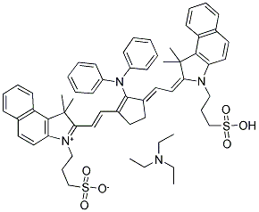 N,N-DIETHYL-1-ETHANAMINIUM 3-(2-((E)-2-[3-((E)-2-[1,1-DIMETHYL-3-(3-SULFONATOPROPYL)-1H-BENZO[E]INDOLIUM-2-YL]ETHENYL)-2-(DIPHENYLAMINO)-2-CYCLOPENTEN-1-YLIDENE]ETHYLIDENE)-1,1-DIMETHYL-1H-BENZO[E]INDOL-3-YL)-1-PROPANESULFONATE Struktur