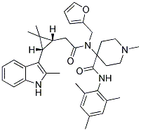 4-(2-((1R,3S)-2,2-DIMETHYL-3-(2-METHYL-1H-INDOL-3-YL)CYCLOPROPYL)-N-(FURAN-2-YLMETHYL)ACETAMIDO)-N-MESITYL-1-METHYLPIPERIDINE-4-CARBOXAMIDE Struktur