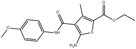 5-AMINO-4-(4-METHOXY-PHENYLCARBAMOYL)-3-METHYL-THIOPHENE-2-CARBOXYLIC ACID ETHYL ESTER Struktur