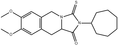 2-CYCLOHEPTYL-7,8-DIMETHOXY-3-THIOXO-2,3,10,10A-TETRAHYDROIMIDAZO[1,5-B]ISOQUINOLIN-1(5H)-ONE Struktur