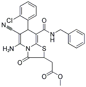 METHYL 2-(5-AMINO-8-(BENZYLCARBAMOYL)-7-(2-CHLOROPHENYL)-6-CYANO-3-OXO-3,7-DIHYDRO-2H-THIAZOLO[3,2-A]PYRIDIN-2-YL)ACETATE Struktur