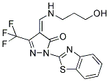 (4Z)-2-(1,3-BENZOTHIAZOL-2-YL)-4-{[(3-HYDROXYPROPYL)AMINO]METHYLENE}-5-(TRIFLUOROMETHYL)-2,4-DIHYDRO-3H-PYRAZOL-3-ONE Struktur