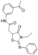 N-(3-ACETYLPHENYL)-2-[(2E)-3-ETHYL-4-OXO-2-(PHENYLIMINO)-1,3-THIAZOLIDIN-5-YL]ACETAMIDE Struktur