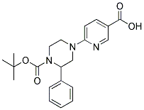 4-(5-CARBOXY-PYRIDIN-2-YL)-2-PHENYL-PIPERAZINE-1-CARBOXYLIC ACID TERT-BUTYL ESTER Struktur