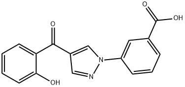 3-[4-(2-HYDROXYBENZOYL)-1H-PYRAZOL-1-YL]BENZENECARBOXYLIC ACID Struktur