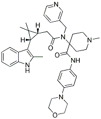 4-(2-((1R,3S)-2,2-DIMETHYL-3-(2-METHYL-1H-INDOL-3-YL)CYCLOPROPYL)-N-(PYRIDIN-3-YLMETHYL)ACETAMIDO)-1-METHYL-N-(4-MORPHOLINOPHENYL)PIPERIDINE-4-CARBOXAMIDE Struktur