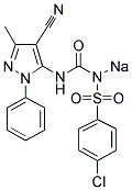 4-CHLORO-N-[[(4-CYANO-3-METHYL-1-PHENYL-1H-PYRAZOL-5-YL)AMINO]CARBONYL]BENZENESULFONAMIDE SODIUM SALT Struktur