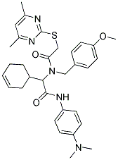 2-(CYCLOHEX-3-ENYL)-N-(4-(DIMETHYLAMINO)PHENYL)-2-(2-(4,6-DIMETHYLPYRIMIDIN-2-YLTHIO)-N-(4-METHOXYBENZYL)ACETAMIDO)ACETAMIDE Struktur