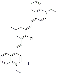 4-[(E)-2-(2-CHLORO-3-((E)-2-[1-ETHYL-4(1H)-QUINOLINYLIDENE]ETHYLIDENE)-5-METHYL-1-CYCLOHEXEN-1-YL)ETHENYL]-1-ETHYLQUINOLINIUM IODIDE Struktur