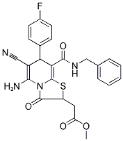 METHYL 2-[5-AMINO-8-[(BENZYLAMINO)CARBONYL]-6-CYANO-7-(4-FLUOROPHENYL)-3-OXO-2,3-DIHYDRO-7H-[1,3]THIAZOLO[3,2-A]PYRIDIN-2-YL]ACETATE Struktur