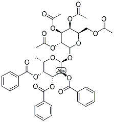 1-O-(2',3',4'-TRI-O-BENZOYL-A-L-FUCOPYRANOSYL)-2,3,4,6-TETRA-O-ACETYL-GALACTOPYRANOSIDE Struktur