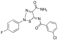 (5Z)-5-[(3-CHLOROBENZOYL)IMINO]-2-(4-FLUOROPHENYL)-2,5-DIHYDRO-1,2,3-THIADIAZOLE-4-CARBOXAMIDE Struktur