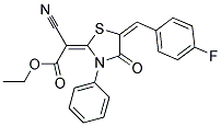 ETHYL (2E)-CYANO[(5E)-5-(4-FLUOROBENZYLIDENE)-4-OXO-3-PHENYL-1,3-THIAZOLIDIN-2-YLIDENE]ACETATE Struktur