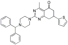 2-(4-BENZHYDRYLPIPERAZIN-1-YL)-4-METHYL-7-(THIOPHEN-2-YL)-7,8-DIHYDROQUINAZOLIN-5(6H)-ONE Struktur