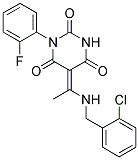 (5E)-5-{1-[(2-CHLOROBENZYL)AMINO]ETHYLIDENE}-1-(2-FLUOROPHENYL)PYRIMIDINE-2,4,6(1H,3H,5H)-TRIONE Struktur