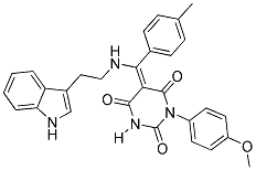 5-[(E)-{[2-(1H-INDOL-3-YL)ETHYL]AMINO}(4-METHYLPHENYL)METHYLIDENE]-1-(4-METHOXYPHENYL)-2,4,6(1H,3H,5H)-PYRIMIDINETRIONE Struktur