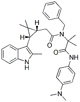 2-(N-BENZYL-2-((1R,3S)-2,2-DIMETHYL-3-(2-METHYL-1H-INDOL-3-YL)CYCLOPROPYL)ACETAMIDO)-N-(4-(DIMETHYLAMINO)PHENYL)-2-METHYLPROPANAMIDE Struktur