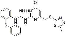 1-(4-((5-METHYL-1,3,4-THIADIAZOL-2-YLTHIO)METHYL)-6-OXO-1,6-DIHYDROPYRIMIDIN-2-YL)-3-(2-(PHENYLTHIO)PHENYL)GUANIDINE Struktur