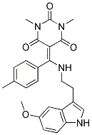 5-[{[2-(5-METHOXY-1H-INDOL-3-YL)ETHYL]AMINO}(4-METHYLPHENYL)METHYLENE]-1,3-DIMETHYL-2,4,6(1H,3H,5H)-PYRIMIDINETRIONE Struktur