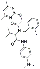 N-(4-(DIMETHYLAMINO)PHENYL)-2-(2-(4,6-DIMETHYLPYRIMIDIN-2-YLTHIO)-N-(2-METHYLBENZYL)ACETAMIDO)-3-METHYLBUTANAMIDE Struktur