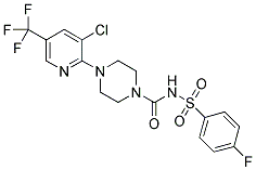 4-[3-CHLORO-5-(TRIFLUOROMETHYL)PYRIDIN-2-YL]-N-[(4-FLUOROPHENYL)SULFONYL]PIPERAZINE-1-CARBOXAMIDE Struktur