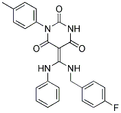 5-{(Z)-ANILINO[(4-FLUOROBENZYL)AMINO]METHYLIDENE}-1-(4-METHYLPHENYL)-2,4,6(1H,3H)-PYRIMIDINETRIONE Struktur