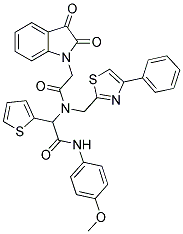 2-(2,3-DIOXOINDOLIN-1-YL)-N-(2-(4-METHOXYPHENYLAMINO)-2-OXO-1-(THIOPHEN-2-YL)ETHYL)-N-((4-PHENYLTHIAZOL-2-YL)METHYL)ACETAMIDE Struktur