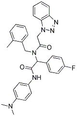 2-(2-(1H-BENZO[D][1,2,3]TRIAZOL-1-YL)-N-(2-METHYLBENZYL)ACETAMIDO)-N-(4-(DIMETHYLAMINO)PHENYL)-2-(4-FLUOROPHENYL)ACETAMIDE Struktur