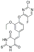 5-{4-[(2-CHLORO-5-FLUOROPYRIMIDIN-4-YL)OXY]-3-ETHOXYBENZYLIDENE}-2-THIOXODIHYDROPYRIMIDINE-4,6(1H,5H)-DIONE Struktur