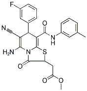 METHYL 2-[5-AMINO-6-CYANO-7-(3-FLUOROPHENYL)-3-OXO-8-(3-TOLUIDINOCARBONYL)-2,3-DIHYDRO-7H-[1,3]THIAZOLO[3,2-A]PYRIDIN-2-YL]ACETATE Struktur