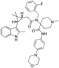 4-(2-((1R,3S)-2,2-DIMETHYL-3-(2-METHYL-1H-INDOL-3-YL)CYCLOPROPYL)-N-(2-FLUOROBENZYL)ACETAMIDO)-1-METHYL-N-(4-MORPHOLINOPHENYL)PIPERIDINE-4-CARBOXAMIDE Struktur