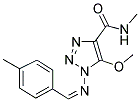 5-METHOXY-N-METHYL-1-{[(1Z)-(4-METHYLPHENYL)METHYLENE]AMINO}-1H-1,2,3-TRIAZOLE-4-CARBOXAMIDE Struktur