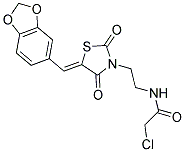 N-[2-(5-BENZO[1,3]DIOXOL-5-YLMETHYLENE-2,4-DIOXO-THIAZOLIDIN-3-YL)-ETHYL]-2-CHLORO-ACETAMIDE Struktur